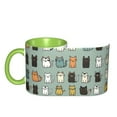 thumbnail image 4 of Cute Cat Doodle Coffee Mug Fun Custom Ceramic Mugs 11oz Green, 4 of 5