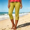 thumbnail image 3 of SwiftWear Women's Capri Leggings with Pockets Side Cut-Out Detail High-Waist Workout Capris Stretchy Summer Casual & Beach Cropped Pants, 3 of 4