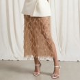thumbnail image 4 of Sequin Skirt for Women Sparkly Fringe Sheer Overlay Skirt High Waist Side Split Midi Skirts for Wedding Party, 4 of 4