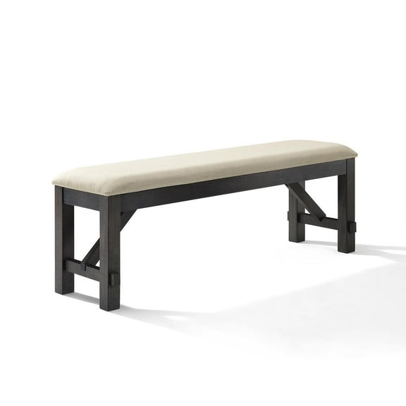 Crosley Furniture Hayden Wood Upholstered Dining Bench in Slate/Cream