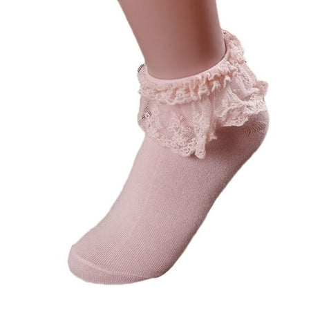 

Leylayray Compression Socks For Women Women Vintage Lace Ruffle Frilly Ankle Socks Princess Girl Cotton Socks PK(Buy 2 Get 1 Free)