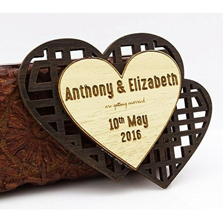 

50 Save The Date Wooden Magnet Custom Engraved Wooden Magnet Rustic Wedding Announcements Idea