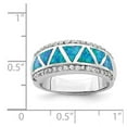 thumbnail image 2 of 925 Sterling Silver Rhodium Plated Triangle Simulated Blue Opal and Cubic Zirconia Ring Size 8 Ring for Women, 2 of 2