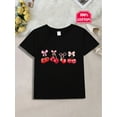thumbnail image 1 of Adorable Cherry Print Girls' T-Shirt - 100% Cotton, Comfy Short Sleeve Crew Neck Top with Pink Bow Detail, Perfect for Spring/Summer - Ideal Gift for Youngsters & Teens, Girls Shirts, 1 of 7