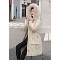thumbnail image 3 of Ladies long down cotton winter warm jacket coat with detachable plush lining, 3 of 4