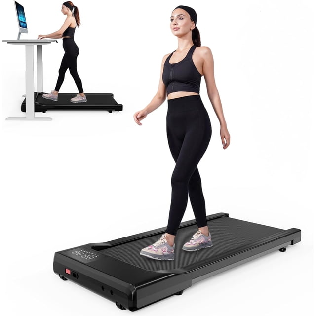 Tapis de Marche Amélioré 2 en 1 sous le Bureau, Machine de Course et de Jogging avec Télécommande pour Bureau à Domicile, Tapis Roulant de Bureau Portable Léger Sans Installation