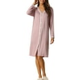 thumbnail image 2 of INSPIRE CHIC Women's Button Down Nightgowns Long Sleeve Sleepshirt Pajama Dress M Pink, 2 of 6