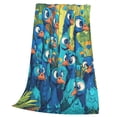 thumbnail image 3 of Goofy Peacock Flock Flannel Throw Blanket, Soft, Warm, Durable Comic Blanket, for Bed, Couch & Travel, Machine Washable 50x40in, Dense Cartoon Portrait, 3 of 7