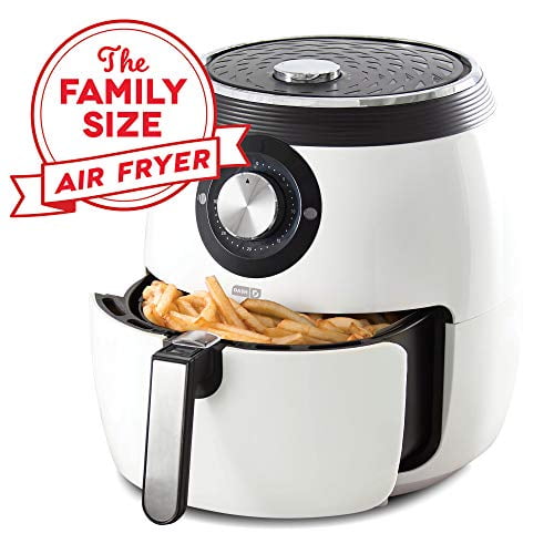 Dash DFAF455GBWH01 Deluxe Electric Air Fryer + Oven Cooker with Temperature Control, Non Stick Fry Basket, Recipe Guide + Auto Shut Off Feature, 6 qt, White