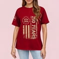 thumbnail image 3 of Women's Fashion Casual Printed Short Sleeve Round Neck Pullover Tops Red 3XL, 3 of 4