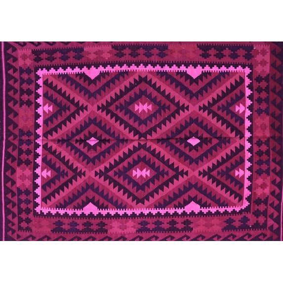Ahgly Company Indoor Rectangle Oriental Pink Traditional Area Rugs, 7' x 10'