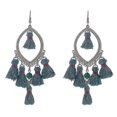 thumbnail image 2 of Pendientes largos con borlas y diseño llamativo, joyería de moda, maxi pendientes de bisutería, color negro, 2 of 5