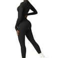 thumbnail image 3 of Women Yoga Jumpsuits One Piece Workout Ribbed Long Sleeve Rompers Female Sport Exercise Jumpsuits, 3 of 6