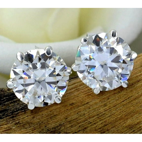 1Ct Lab Created Diamond Round Cut Women's Stud Earrings 14K White Gold Plated