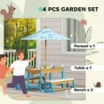 thumbnail image 4 of Qaba Kids Picnic Table, Wooden Outdoor Table and Bench Set w/ Umbrella Blue, 4 of 9