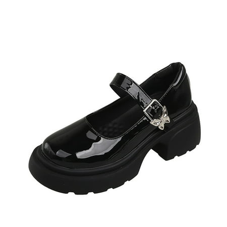 

Mary Jane Thick Bottom Small Shoes Women‘s New Korean Style Butterfly Buckle Thick Bottom Shallow Mouth Fashionable Loafers