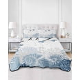 thumbnail image 2 of Quilts Twin Size Bedding Set, Starfish Coastal Lightweight Quilted Comforter, Nautical Summer Beach Coral Shell Soft Reversible Bedspread Coverlet with Pillow Covers for All Season, 68" x 86", 2 of 7