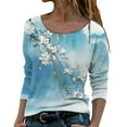 thumbnail image 1 of T-shirts à Manches Longues Col Rond pour Femmes Hauts Tunique Imprimée Florale Tendance Hauts Décontractés Amples Confortables Chandails en Molleton Blouses, 1 of 5