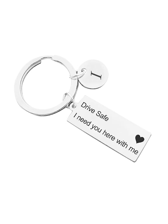 EDHITNR 26 Letter Stainless Steel Keychain, Personalized Last Name Initial Keychain for Daughter Son, Fashionable Friendship Drive Safe Key Tag Gift for Boy, White