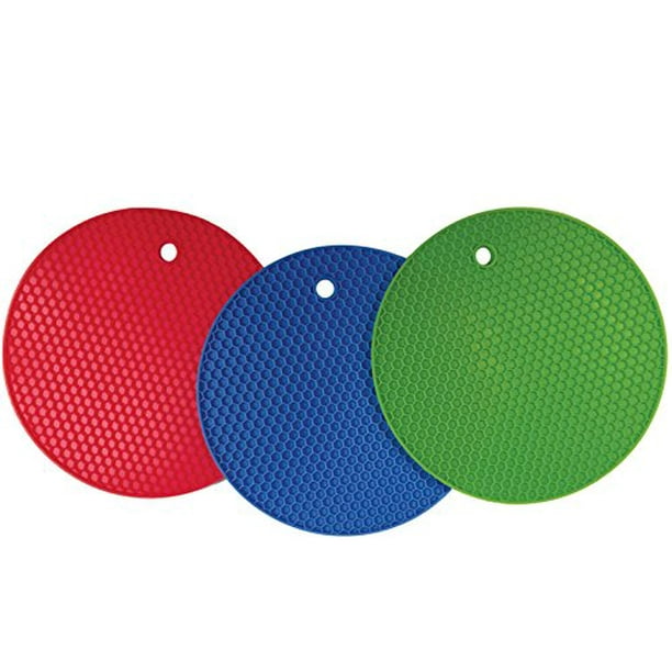 Better Kitchen Products 3 Pack Large Silicone Pot Holders Hot Pads Trivets Blue Lime Green Red 7 Walmart Com Walmart Com