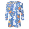 thumbnail image 4 of HAVUITYY Easter Printed Women's Sweaters, 3/9 Sleeve Crew Neck Womens Tops, Spring Going Out Easter Shirts for Women Wear & Gifts, 4 of 5