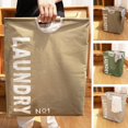 thumbnail image 1 of POINTERTECK Large Capacity Foldable Dirty Clothes Basket with Wood Handle Breathable Laundry Storage Basket - Letter Printing Design, 1 of 8