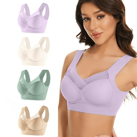 Lisbinx Bras for Women Full Coverage Women s Strapless Lace Underwear With Thin Side Collection And Daily Bra 4PC Seasonal Discounts
