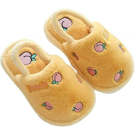 

shuwee Kawaii Strawberry Slippers for Kids Cute Slide Warm Fur Fuzzy House for Girls