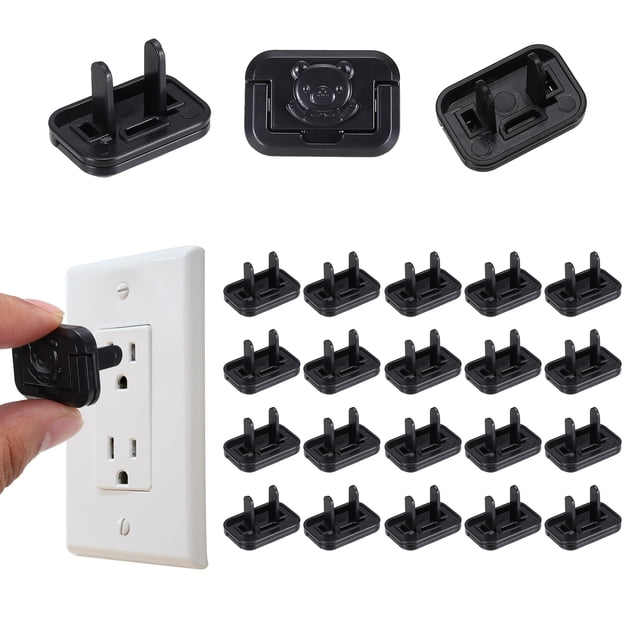 Uxcell 24 Pack Outlet Covers Proofing, Electrical Safety Plug Covers Outlets Socket Proof Caps Easy Install Plug Power Sockets Protectors for 2-Prong Wall Plate, Black