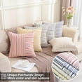 thumbnail image 4 of Khaki Brown and Cream 16x16 Farmhouse Pillow Covers Set of 2 Linen Striped Patchwork Boho Throw Pillow Covers Rustic Farmhouse Decor for Home Couch and Sofa, 4 of 6