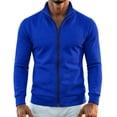 thumbnail image 7 of XRoczxe Men's Full Zip Up Track Jacket, Stand Collar Solid Color Sweatshirt, Casual Long Sleeve Lightweight Coat with Pockets for Spring Fall Daily Wear, 7 of 7