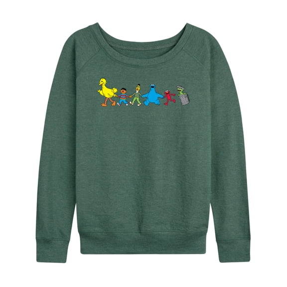 Sesame Street - SS Group Women's Lightweight French Terry Wide Neck Long Sleeve Graphic Shirt