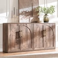 thumbnail image 7 of Arched Door Sideboard Buffet Cabinet, Accent Cabinet with Adjustable Shelf, Wood Modular Credenza Storage Cabinet for Dining Room, Living Room, Entryway, Rustic Brown, 7 of 7