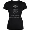 thumbnail image 1 of Keep Calm First Graduation Black Juniors Soft T-Shirt, 1 of 1