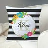 Floral Stripes Personalized Throw Pillow