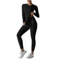 thumbnail image 2 of Frostluinai Sweatsuits for Women Workout Long Sleeve Stretch Yoga Tops High Waist Slim Fit Leggings Solid Sets 2 Piece Activewear for Women, 2 of 5