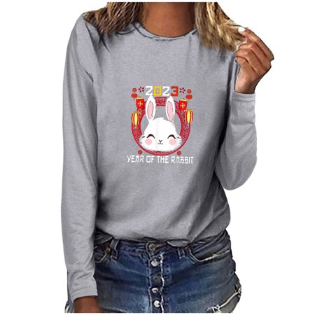 

Aueoeo Plus Size Long Sleeve Tops for Women Athletic Long Sleeve Shirt Women Women s Autumn/Winter Printed Casual Long Sleeve Round Neck Tops T-Shirt Blouse
