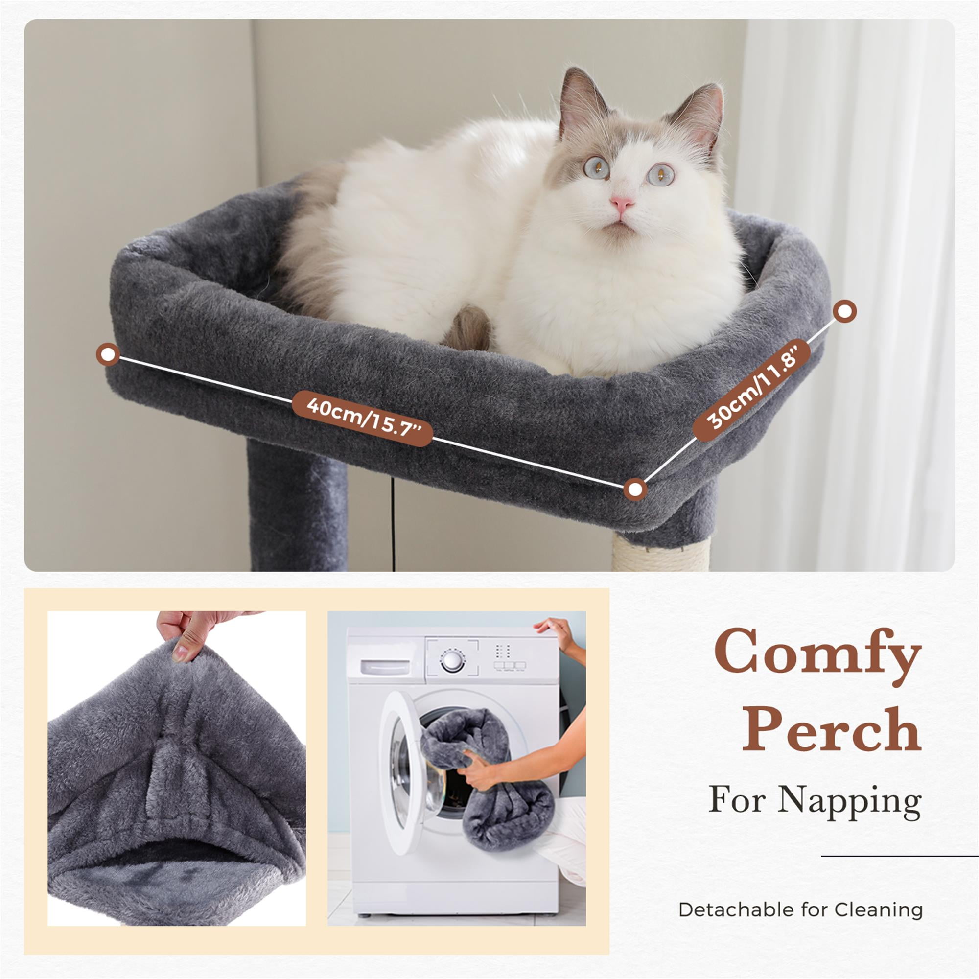 Pefilos 61" Cat Tree Tower for Indoor Cats with Platform and Scratching Posts, Cat Condo Cat Tree House in Pet Supplies, Gray Pefilos 61" Cat Tree Tower for Indoor Cats with Platform and Scratching Posts, Cat Condo Cat Tree House in Pet Supplies, Gray