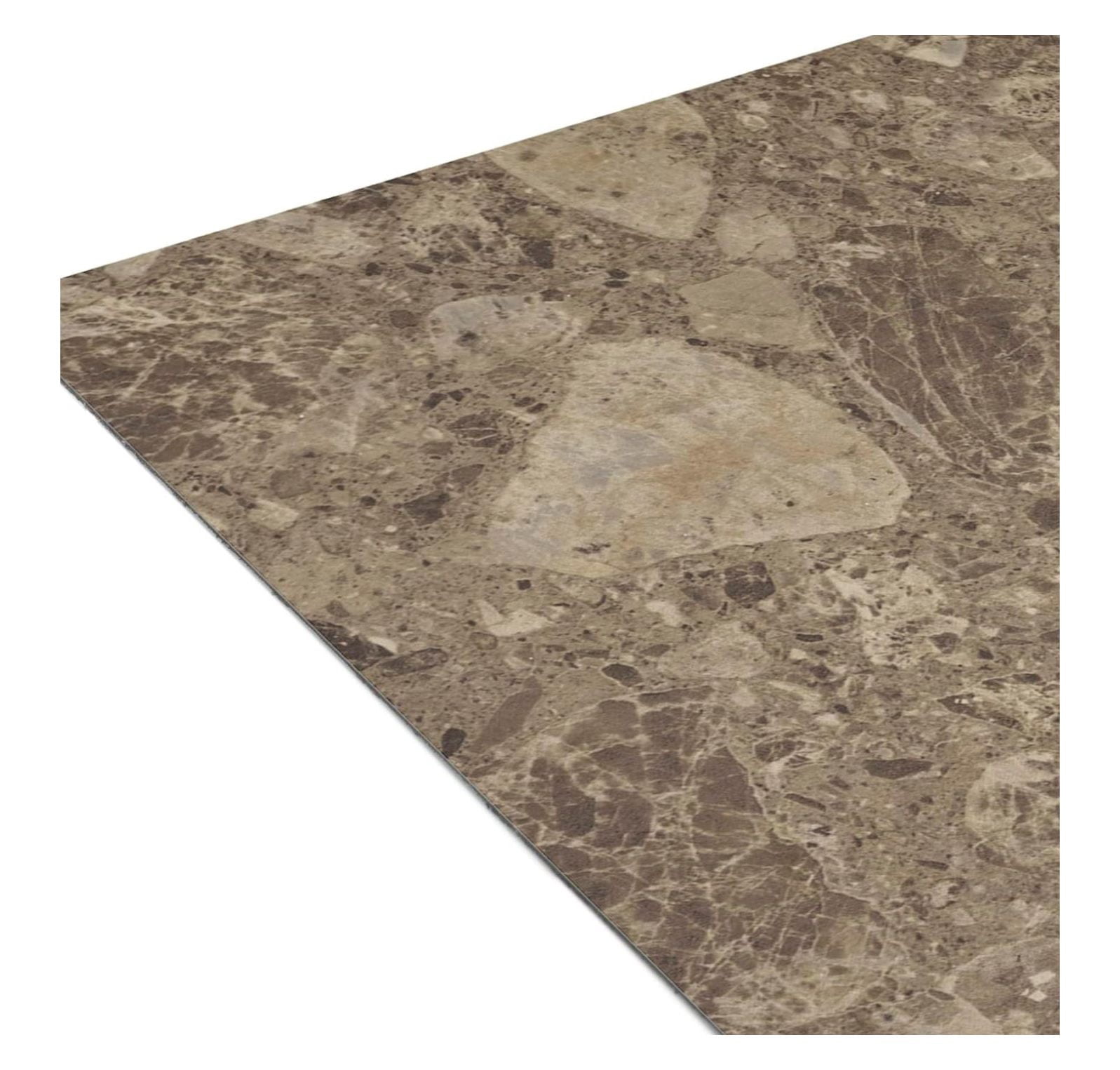 Brown Marble Brown Vinyl Floor Tiles Self Stick Peel Flooring 12" x 12", 1-Pack (20 Pieces)