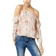 thumbnail image 1 of American Rag Blusa de punto con volantes para mujer, blanco roto, grande, 1 of 1