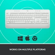 Logitech Signature K650 Comfort Full-Size Wireless Keyboard with Wrist Rest, BLE Bluetooth or Logi Bolt USB receiver, Deep-Cushioned Keys, Numpad, White