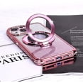 thumbnail image 3 of Magnetic Case for iPhone 13 with Holder Stand,Rhinestone Glitter Plated Bling Luxury Phone Case（Compatible with MagSafe） Shockproof Kickstand Design for iPhone 13-Rose Gold, 3 of 7