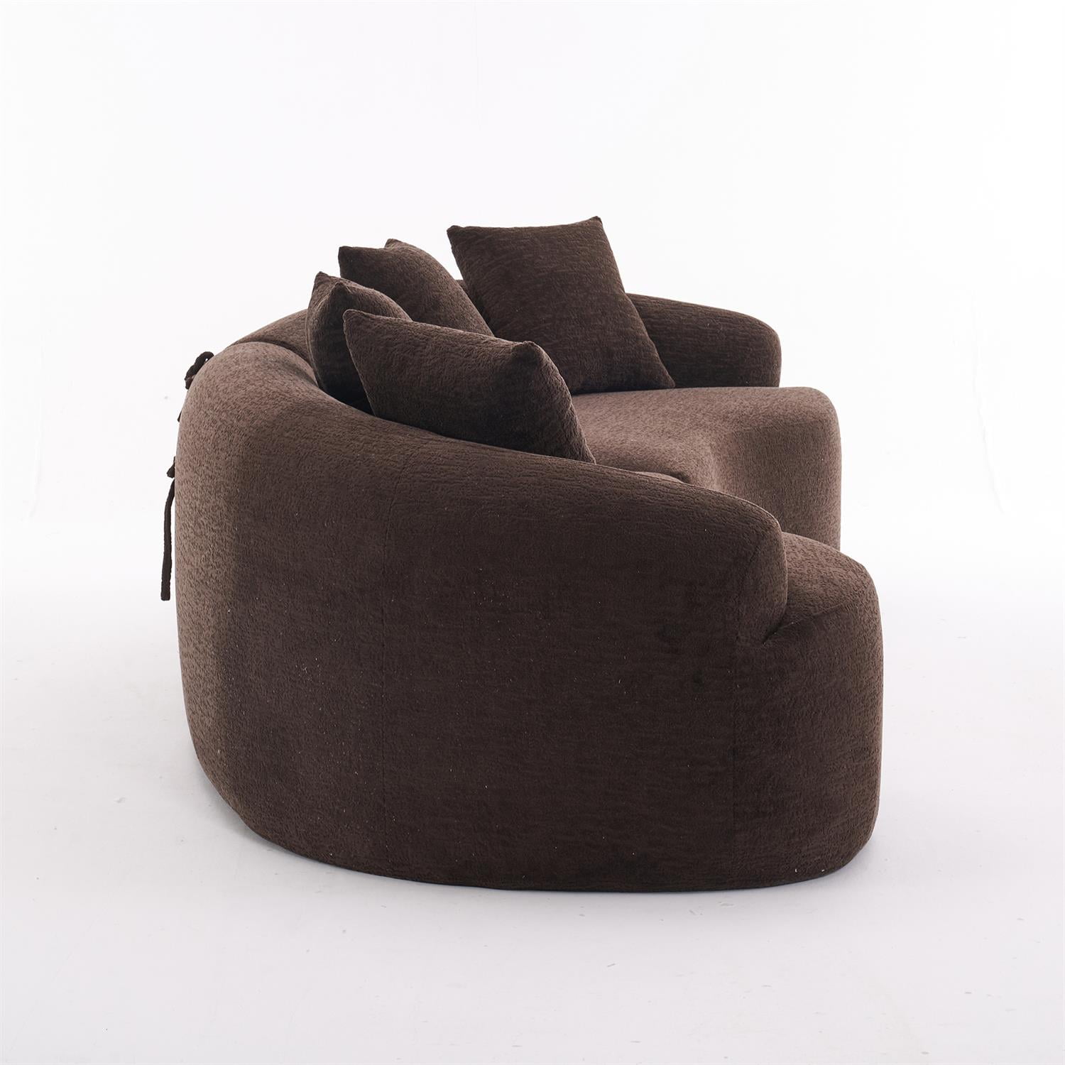 Demi Bonn 110"L Modular Sectional Sofa with Full Compression Sponge, Curved Design, High-Density Chenille Sleeper Couch for Living Room, 800 lbs Capacity, Brown