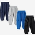 thumbnail image 3 of CPNG Toddler Boys Solid Color Cargo Jogger Pants with Elastic Hem Sweatpants Kids with Multi Pocket Twill Teenage Relaxed School Casual Trousers, 3 of 4