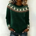 thumbnail image 2 of TrendOFT St Patricks Day Sweaters for Women Fair Isle Oversized Knit Pullover Long Sleeve Crewneck Tops Dark Green XXXL, 2 of 4