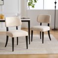 thumbnail image 4 of Mid-Century Modern Upholstered Dining Chairs Set of 2, Fabric Side Chairs with Rubber Wood Legs, Farmhouse Kitchen Chairs for Dining Room，Beige, 4 of 11