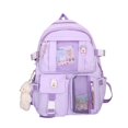 thumbnail image 1 of Mochila Kawaii con colgante de oso, lona estética, mochila escolar para estudiantes, bolso de hombro, mochila informal para el regreso a la escuela (púrpura), 1 of 5