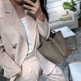 thumbnail image 1 of new color matching vegetable basket bag genuine leather bucket bag litchi pattern first layer cowhide simple all-match portable women‘s bag, 1 of 7