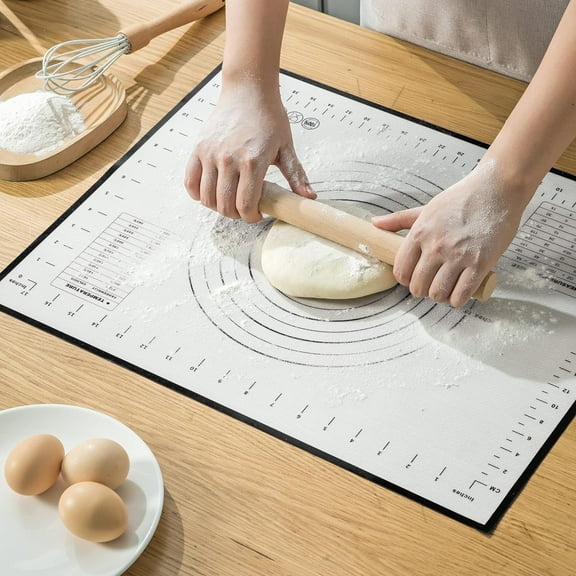 Non-Stick Silicone Pastry Mat - Reusable Baking Mat for Cookies, Pie, Bread - 23.6" x 15.7" - Black