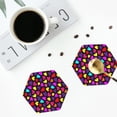 thumbnail image 5 of Gaeub Colorful Hearts Print 6 Pcs Leather Coasters for Drinks ,Drink Coasters Sets,Drink Table Cup Coasters for Living Room Kitchen Coffee Decor,Hexagon, 5 of 7